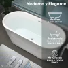 Tina de Baño Solana Modelo Aurora Blanco de Alto Brillo Jacuzzi con Diseño Ovalado en Acrilico Solido 150cm x 80cm