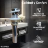 Contra Push de Lavabo con Rebosadero Solana Modelo Alhelí De Acero Inoxidable 304 / Desagüe Completo Universal Cromo Tubular Con Sistema Pop Up