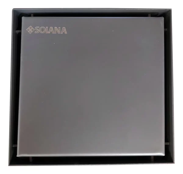 Coladera Cuadrada Doble Vista de 12x12cm de Acero Inoxidable Solana Modelo Daila de Lujo Para Baño o Exteriores con Vista Invisible y Rejilla Anti-Olores