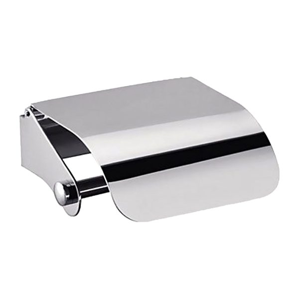 K06-SILVER 1 Sujetador Porta Rollo de Papel Higiénico de Acero Inoxidable Modelo Begonia Color Negro con Tapa Protectora Contra Agua